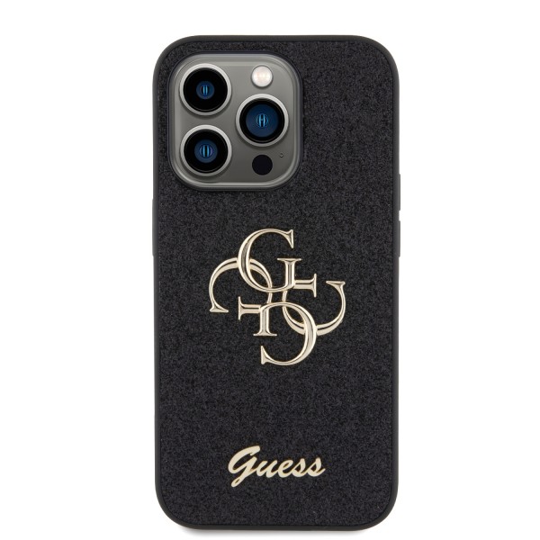 Guess Fixed Glitter 4G Logo Case Θήκη προστασίας από σιλικόνη – iPhone 15 Pro Black #GUHCP15LHG4SGK