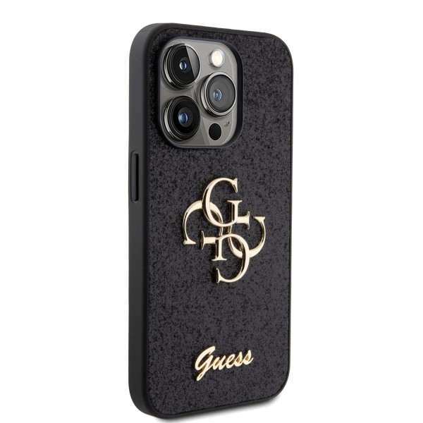 Guess Fixed Glitter 4G Logo Case Θήκη προστασίας από σιλικόνη – iPhone 15 Pro Black #GUHCP15LHG4SGK