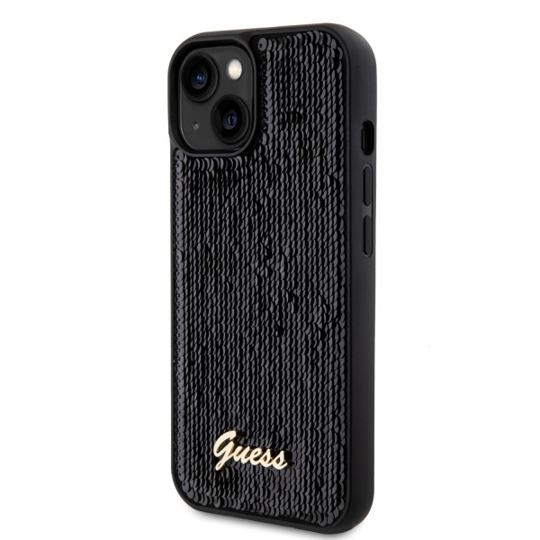 Guess “Sequin Script Metal” Hard Case iPhone 15 Black #GUHCP15SPSFDGSK