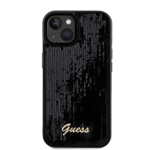 Guess “Sequin Script Metal” Hard Case iPhone 15 Black #GUHCP15SPSFDGSK