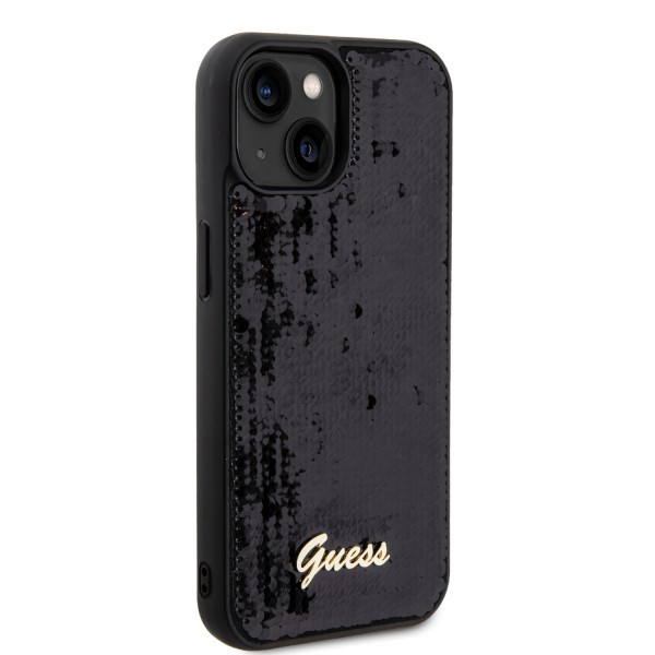 Guess “Sequin Script Metal” Hard Case iPhone 15 Black #GUHCP15SPSFDGSK