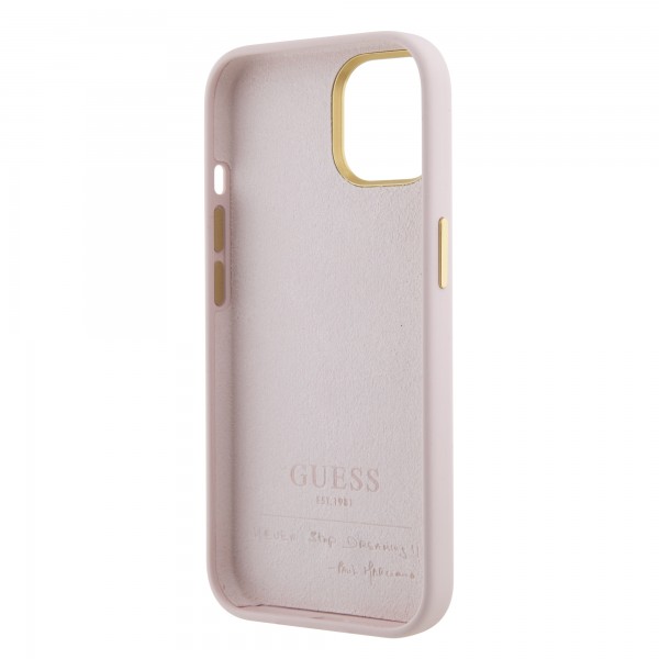 Guess “Vintage Script Gold Logo Collection” Σκληρή Θήκη προστασίας από σιλικόνη – Apple iPhone 15 Ροζ #GUHCP15SSMBSLP