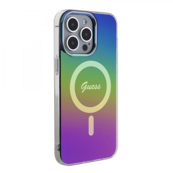 Guess Iridescent Magsafe Case Πολύχρωμη θήκη προστασίας από σκληρό πλαστικό – iPhone 15 Pro Rainbow Black #GUHMP15LHITSK