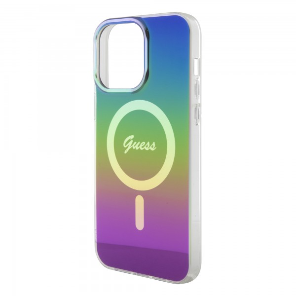 Guess Iridescent Magsafe Case Πολύχρωμη θήκη προστασίας από σκληρό πλαστικό – iPhone 15 Pro Rainbow Black #GUHMP15LHITSK