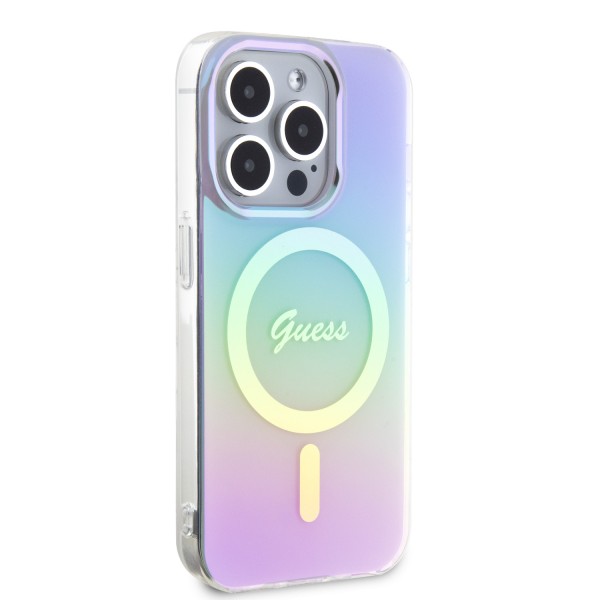 Guess Iridescent Magsafe Case Πολύχρωμη θήκη προστασίας από σκληρό πλαστικό – iPhone 15 Pro Rainbow Purple #GUHMP15LHITSU