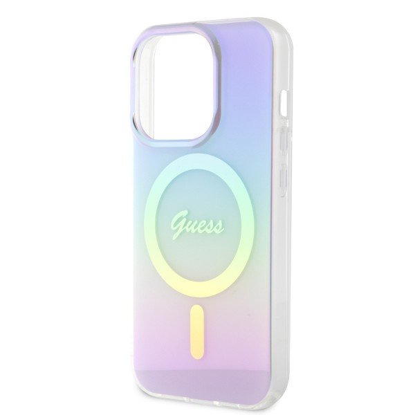 Guess Iridescent Magsafe Case Πολύχρωμη θήκη προστασίας από σκληρό πλαστικό – iPhone 15 Pro Rainbow Purple #GUHMP15LHITSU