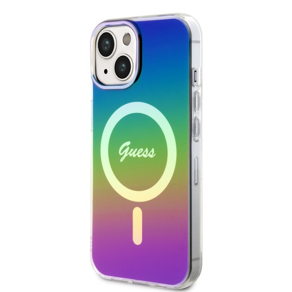 Guess Iridescent Magsafe Case Πολύχρωμη θήκη προστασίας από σκληρό πλαστικό – iPhone 15 Rainbow Black #GUHMP15SHITSK