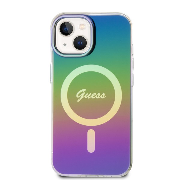 Guess Iridescent Magsafe Case Πολύχρωμη θήκη προστασίας από σκληρό πλαστικό – iPhone 15 Rainbow Black #GUHMP15SHITSK