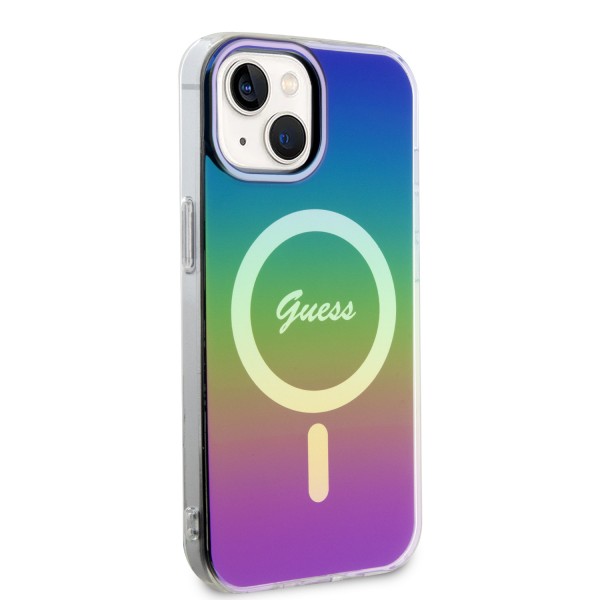 Guess Iridescent Magsafe Case Πολύχρωμη θήκη προστασίας από σκληρό πλαστικό – iPhone 15 Rainbow Black #GUHMP15SHITSK