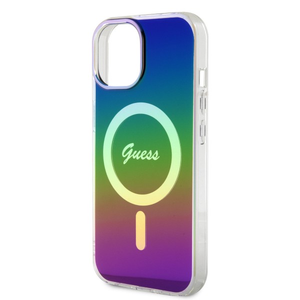 Guess Iridescent Magsafe Case Πολύχρωμη θήκη προστασίας από σκληρό πλαστικό – iPhone 15 Rainbow Black #GUHMP15SHITSK