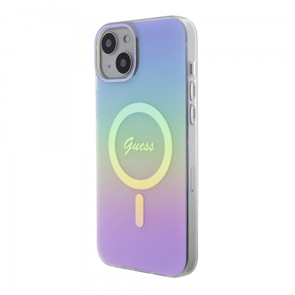 Guess Iridescent Magsafe Case Πολύχρωμη θήκη προστασίας από σκληρό πλαστικό – iPhone 15 Rainbow Purple #GUHMP15SHITSU