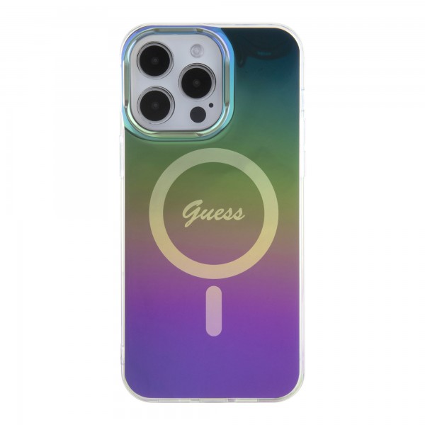 Guess Iridescent Magsafe Case Πολύχρωμη θήκη προστασίας από σκληρό πλαστικό – iPhone 15 Pro Max Rainbow Black #GUHMP15XHITSK