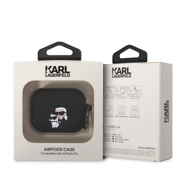 Karl Lagerfeld 3D Logo NFT Karl's Head Θήκη προστασίας από σιλικόνη – Apple AirPods Pro (Black – KLAPRUNKC)