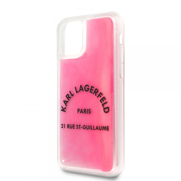 Karl Lagerfeld “St.Guillaume Logo Collection” Glow in the Dark Sand Case Θήκη προστασίας για iPhone 11 Pro (Grey / Pink – KLHCN58GLTRSL)