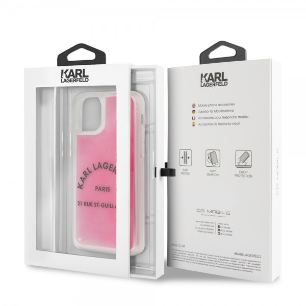 Karl Lagerfeld “St.Guillaume Logo Collection” Glow in the Dark Sand Case Θήκη προστασίας για iPhone 11 Pro (Grey / Pink – KLHCN58GLTRSL)