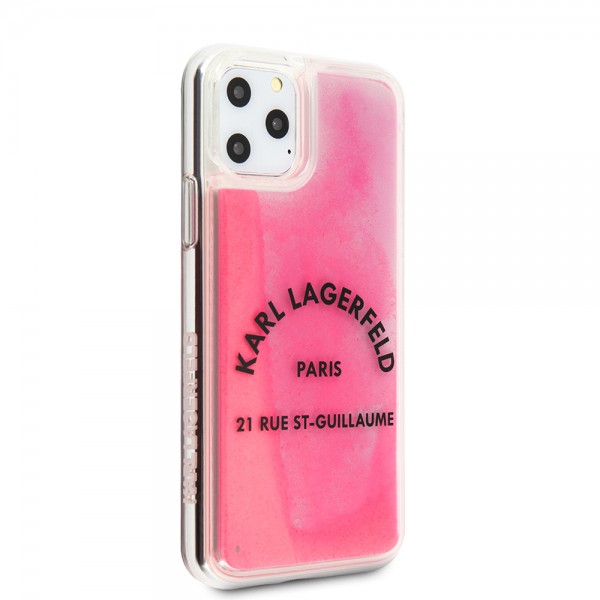 Karl Lagerfeld “St.Guillaume Logo Collection” Glow in the Dark Sand Case Θήκη προστασίας για iPhone 11 Pro (Grey / Pink – KLHCN58GLTRSL)