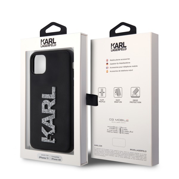 Karl Lagerfeld “Karl 3D Logo Glitter Cover” Hard Case Θήκη προστασίας από σιλικόνη – iPhone 11 (Glitter / Black – KLHCN613DMBKCK)