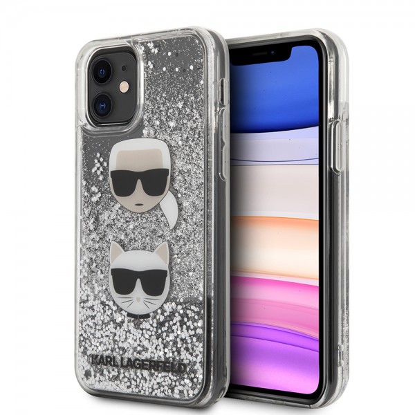 Karl Lagerfeld Liquid Glitter Case 2 Heads Θήκη προστασίας – iPhone 11 (Black/Glitter Silver – KLHCN61KCGLSL)