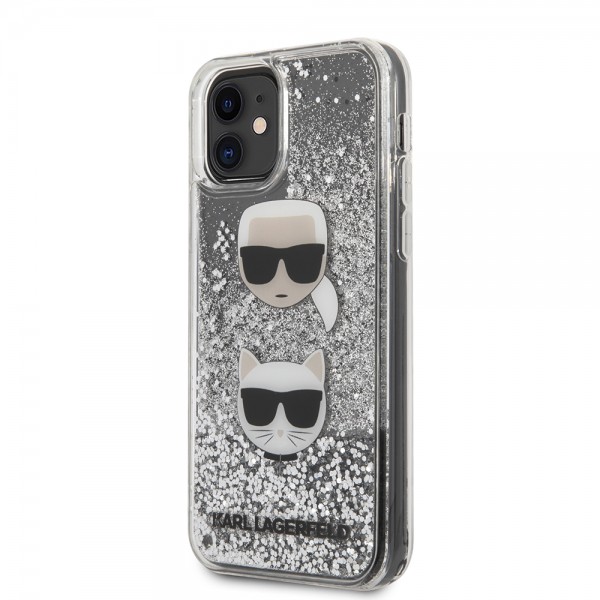 Karl Lagerfeld Liquid Glitter Case 2 Heads Θήκη προστασίας – iPhone 11 (Black/Glitter Silver – KLHCN61KCGLSL)