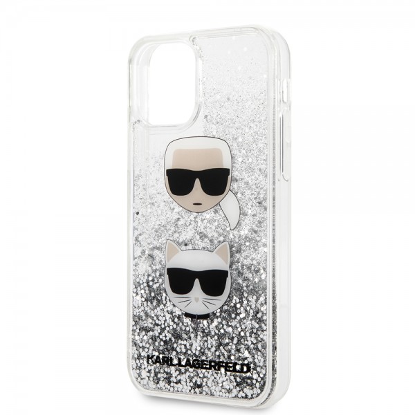 Karl Lagerfeld Liquid Glitter Case 2 Heads Θήκη προστασίας – iPhone 11 (Black/Glitter Silver – KLHCN61KCGLSL)