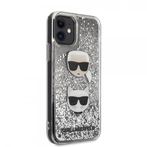 Karl Lagerfeld Liquid Glitter Case 2 Heads Θήκη προστασίας – iPhone 11 (Black/Glitter Silver – KLHCN61KCGLSL)