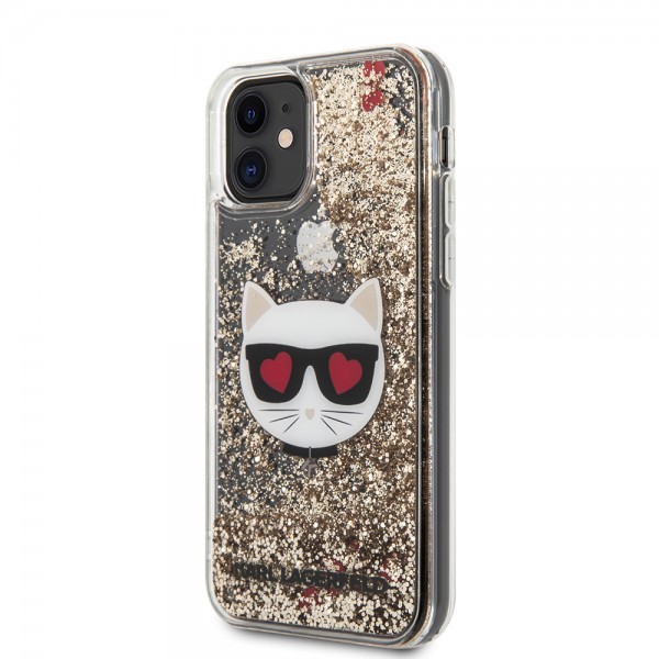 Karl Lagerfeld Liquid Glitter Case Choupette's Heads Θήκη προστασίας – iPhone 11 (Black/Glitter Gold)