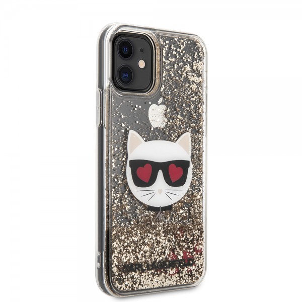 Karl Lagerfeld Liquid Glitter Case Choupette's Heads Θήκη προστασίας – iPhone 11 (Black/Glitter Gold)