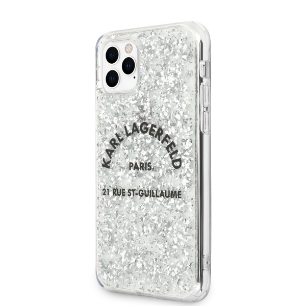 Karl Lagerfeld “St.Guillaume Logo Collection” Glitter Flakes Cover Θήκη προστασίας από σιλικόνη – iPhone 11 Pro Max (KLHCN65TRFGSL)