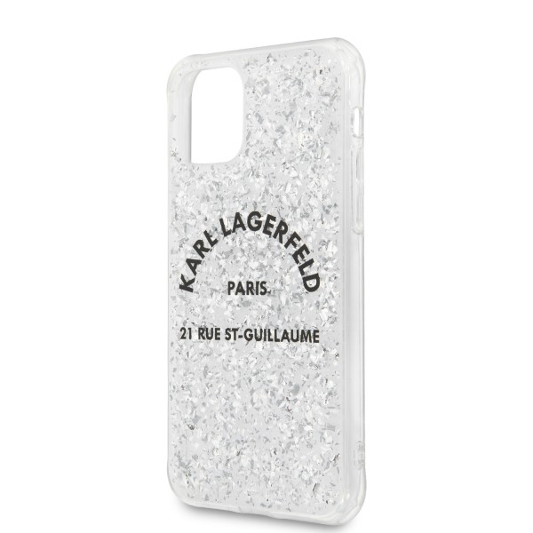 Karl Lagerfeld “St.Guillaume Logo Collection” Glitter Flakes Cover Θήκη προστασίας από σιλικόνη – iPhone 11 Pro Max (KLHCN65TRFGSL)