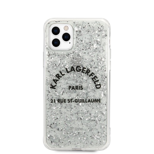 Karl Lagerfeld “St.Guillaume Logo Collection” Glitter Flakes Cover Θήκη προστασίας από σιλικόνη – iPhone 11 Pro Max (KLHCN65TRFGSL)