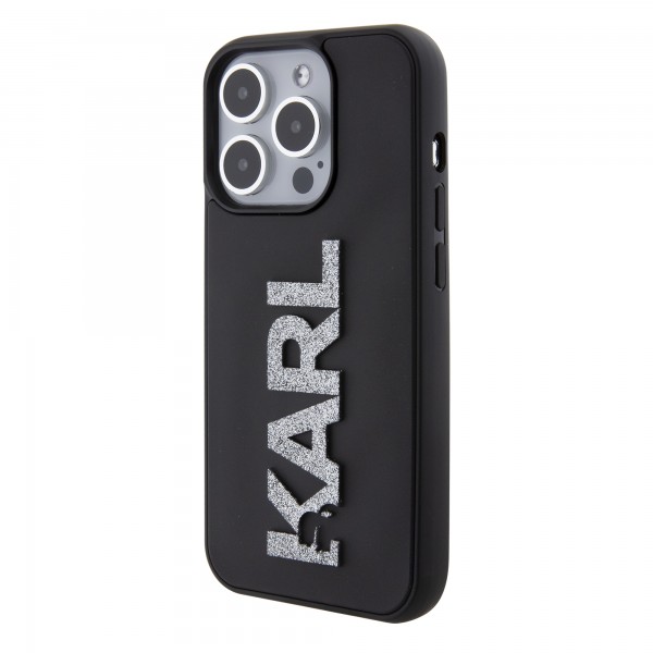 Karl Lagerfeld “Karl 3D Logo Glitter Cover” Hard Case Θήκη προστασίας από σιλικόνη – iPhone 15 Pro Glitter / Black #KLHCP15L3DMBKCK