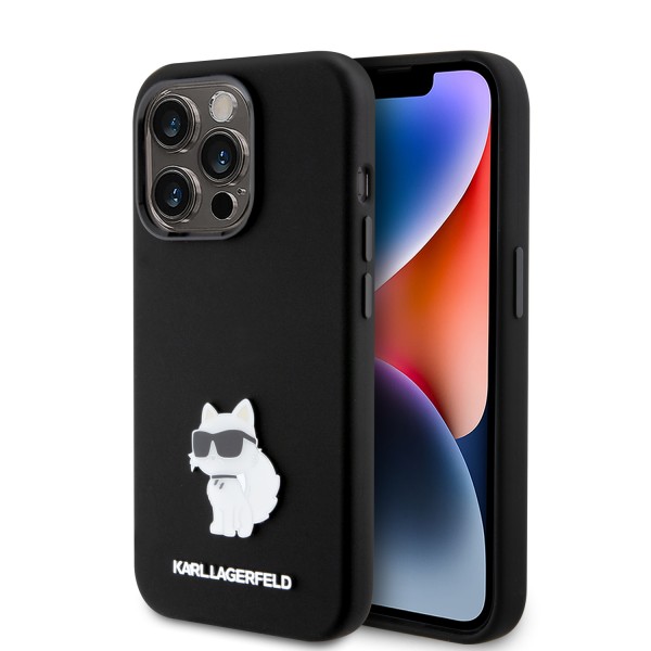 Karl Lagerfeld Choupette Metal Pin Hard Case Θήκη προστασίας από σιλικόνη – iPhone 15 Pro Black #KLHCP15LSMHCNPK