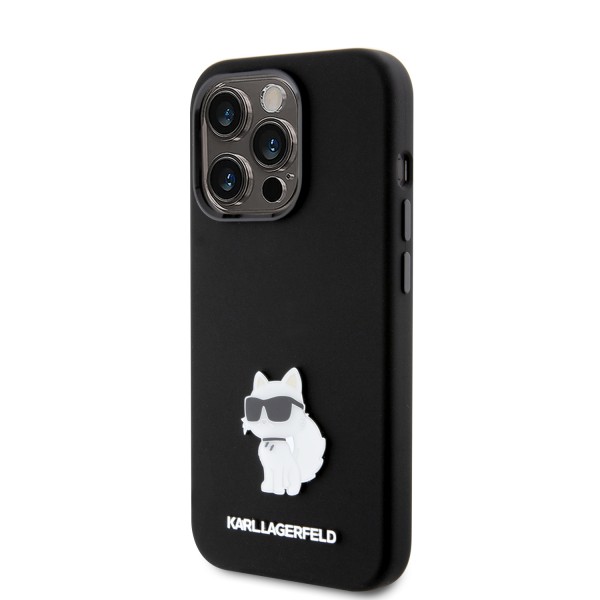 Karl Lagerfeld Choupette Metal Pin Hard Case Θήκη προστασίας από σιλικόνη – iPhone 15 Pro Black #KLHCP15LSMHCNPK