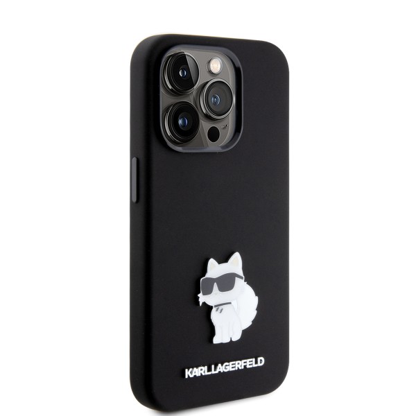 Karl Lagerfeld Choupette Metal Pin Hard Case Θήκη προστασίας από σιλικόνη – iPhone 15 Pro Black #KLHCP15LSMHCNPK