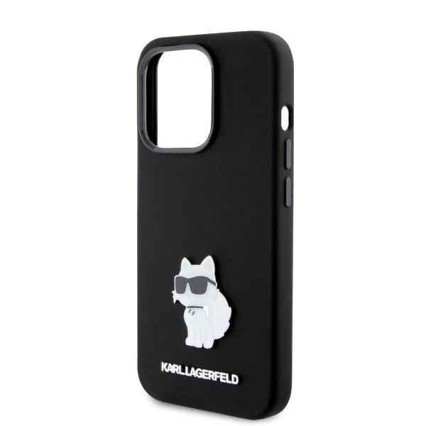 Karl Lagerfeld Choupette Metal Pin Hard Case Θήκη προστασίας από σιλικόνη – iPhone 15 Pro Black #KLHCP15LSMHCNPK