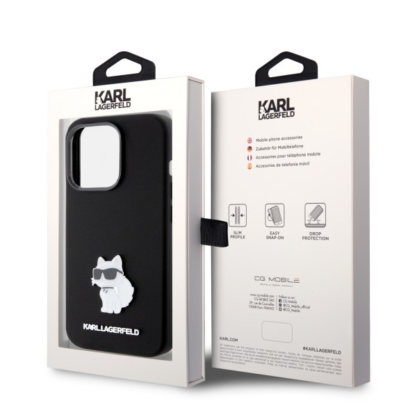 Karl Lagerfeld Choupette Metal Pin Hard Case Θήκη προστασίας από σιλικόνη – iPhone 15 Pro Black #KLHCP15LSMHCNPK