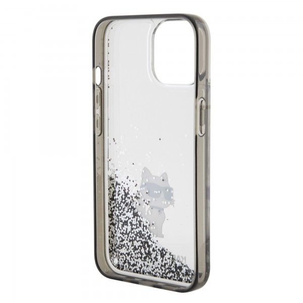 Karl Lagerfeld Ikonik Case Choupette Θήκη προστασίας από Liquid σιλικόνη – iPhone 15 Clear / Silver Glitter #KLHCP15SLKCNSK