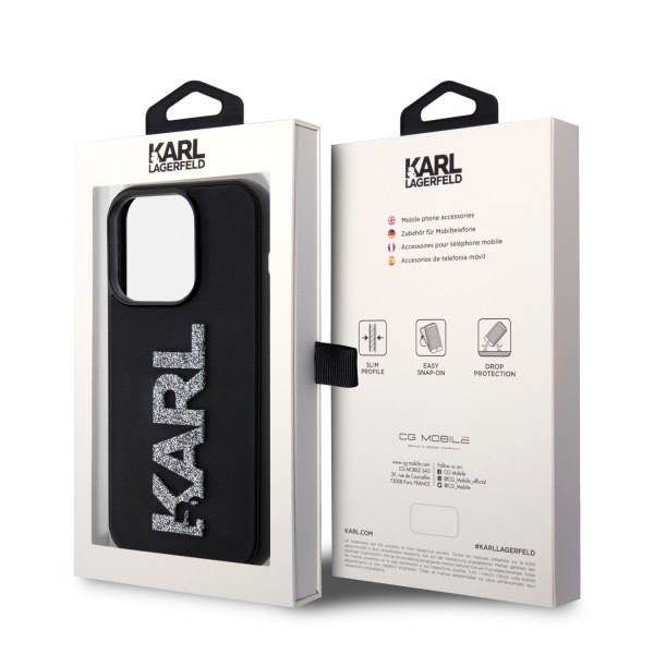 Karl Lagerfeld “Karl 3D Logo Glitter Cover” Hard Case Θήκη προστασίας από σιλικόνη – iPhone 15 Pro Max Glitter / Black #KLHCP15X3DMBKCK