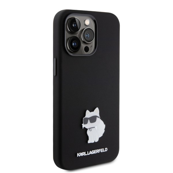 Karl Lagerfeld Choupette Metal Pin Hard Case Θήκη προστασίας από σιλικόνη – iPhone 15 Pro Max Black #KLHCP15XSMHCNPK