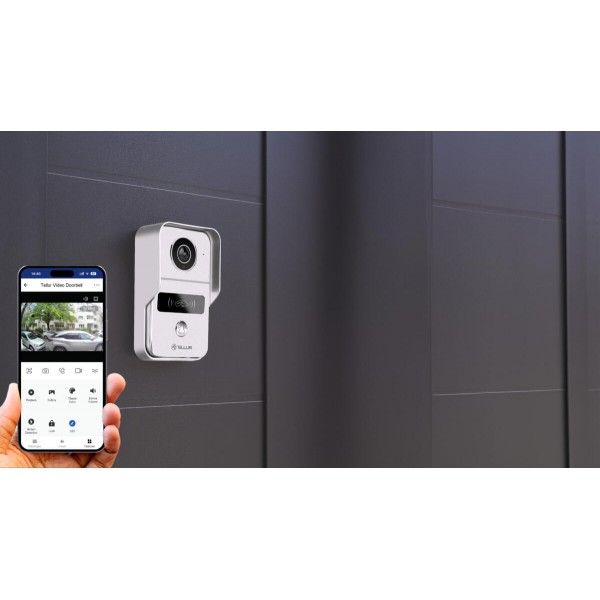 Tellur Smart WiFi Video DoorBell 1080p Ασύρματο Κουδούνι Πόρτας με Κάμερα & Wi-Fi σε ασημί χρώμα FullHD (TLL331511)