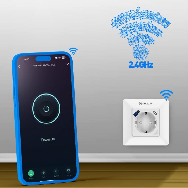 Tellur Smart WiFi Έξυπνη Πρίζα Ρεύματος 3600W / 16A με ενσωματωμένες θύρες 1xUSB 18W & 1xUSB-C PD 20W σε λευκό (TLL331531)