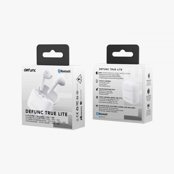 Defunc TRUE LITE Bluetooth 5.3 Ασύρματα True Wireless Ακουστικά με θήκη (λευκό)