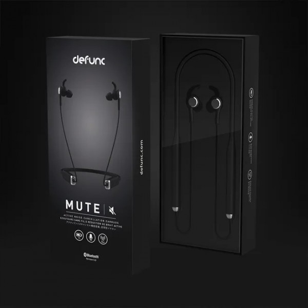 Defunc MUTE Neck-band Earbuds Ασύρματα Ακουστικά με Active Noise Cancellation σε μαύρο χρώμα