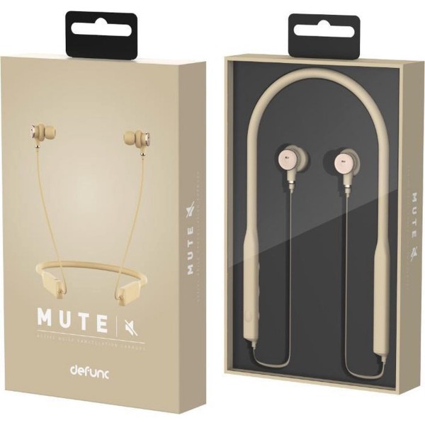 Defunc MUTE Neck-band Earbuds Ασύρματα Ακουστικά με Active Noise Cancellation σε χρυσό χρώμα