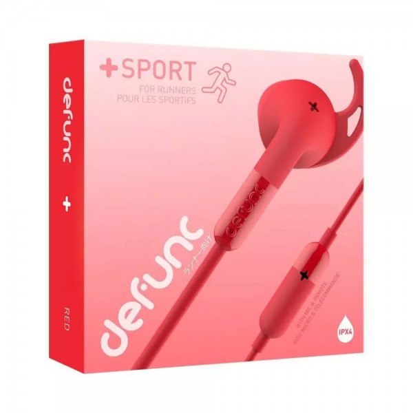 Defunc PLUS SPORT In-Ear Earbuds Ενσύρματα Ακουστικά σε κόκκινο χρώμα