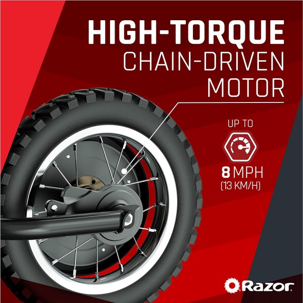 Razor MX125 Dirt Rocket Ηλεκτρικό Micro Bike μέγιστης ταχύτητας 13 km/h σε χρώμα μαύρο/λευκό