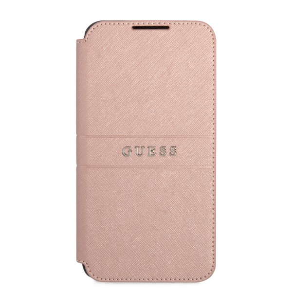 Guess “Saffiano Stripes Wallet Case Collection” Θήκη προστασίας από δερματίνη τύπου folio – Samsung Galaxy S22 Plus (Ροζ)