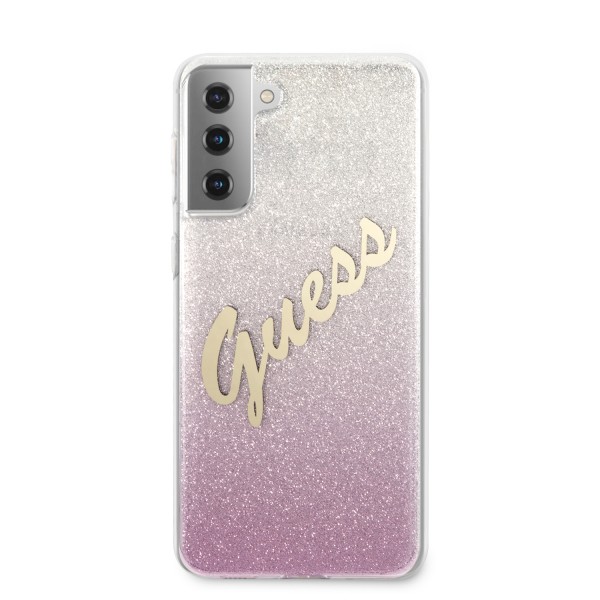 Guess Glitter Gradient Script Logo Θήκη προστασίας από σιλικόνη – Samsung Galaxy S21 Plus (Pink/Glitter)