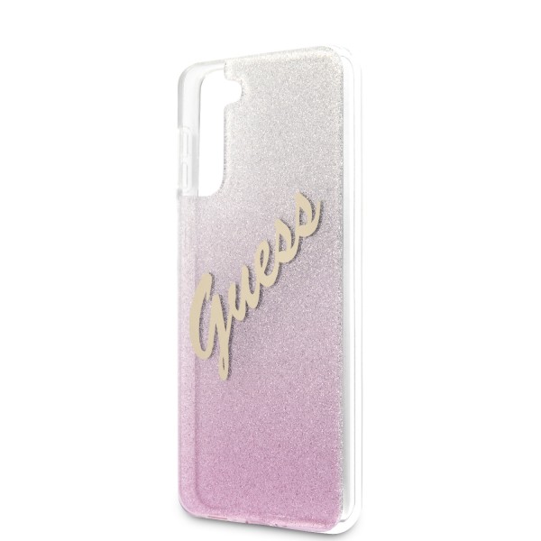 Guess Glitter Gradient Script Logo Θήκη προστασίας από σιλικόνη – Samsung Galaxy S21 Plus (Pink/Glitter)