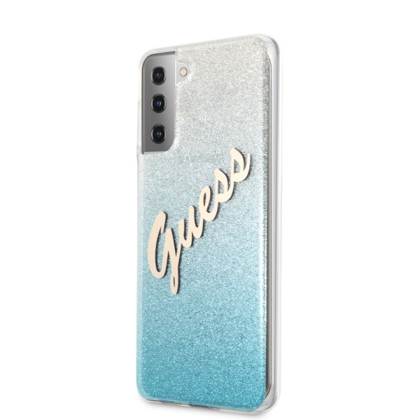 Guess Glitter Gradient Script Logo Θήκη προστασίας από σιλικόνη – Samsung Galaxy S21 (Blue/Glitter)